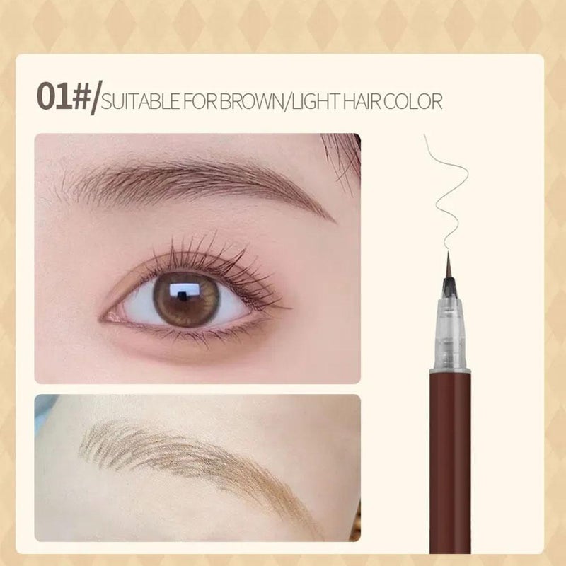 Biya Water Eyebrow Pen: Ultra-fine, Natural-Looking Liquid Eyebrow Pen for Shading, Eyeliner, and Under-Eye Enhancement; Waterproof, Smudge-proof, Long-Lasting.